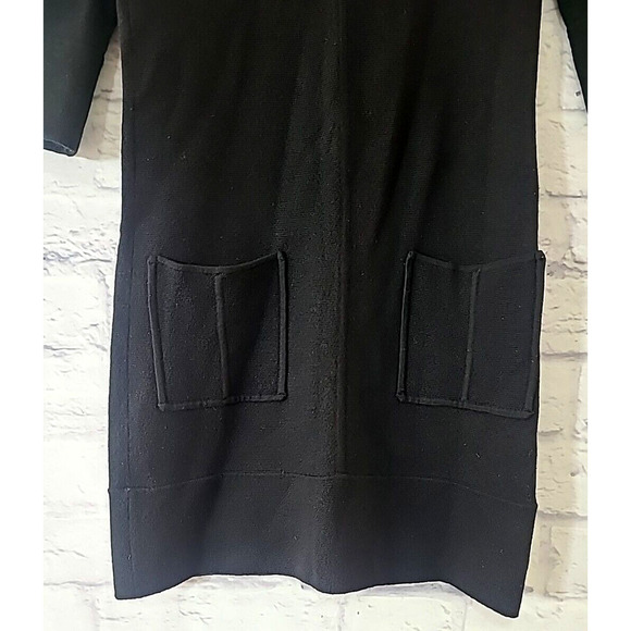 Club Monaco Tunic Sweater Dress Womens Small Black Merino Wool Career Minimalist - Picture 2 of 6